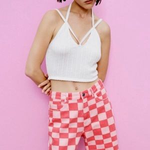 ZARA Double Cable Knit Top With Straps